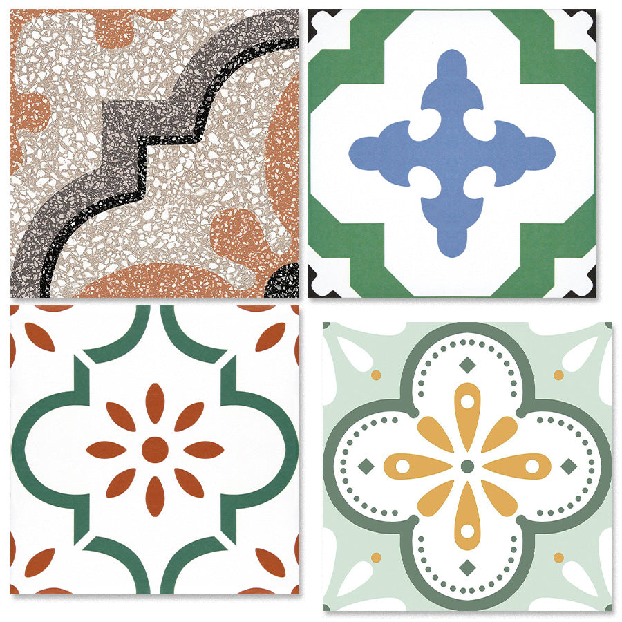 中國佛山瓷磚 China Foshan Tiles Encaustic Tiles 啞光地磚 牆磚F2110 F2111 F2122 F2144 花磚 裝飾磚 混裝發貨 隨機圖案 20×20cm