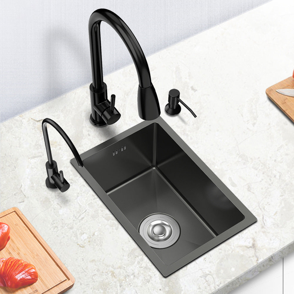 Bowl Round Sink 201 Stainless Steel Undermount PVD Nanotechnology Kitchen Sink  （包龍頭）方形水槽 201不鏽鋼水槽 納米塗層 黑色 防污潔淨 大單槽 鋅盤 櫥櫃專用 廚房五金OC-3