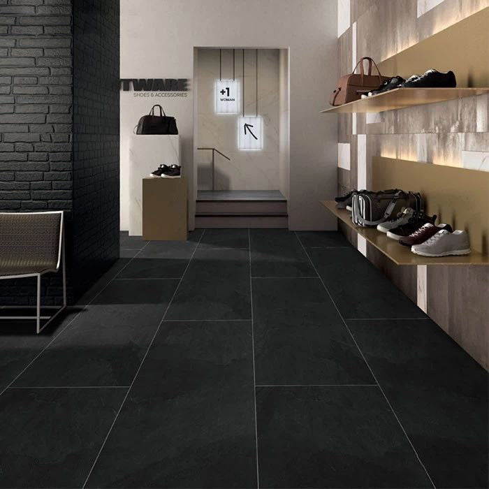 意大利設計瓷磚 Italian Design Tiles 600×1200 純黑GJ系列 模具磚 地磚 墻磚 Dimensional Tiles Porcelain Tile 仿木紋 仿岩石紋 黑色瓷磚 全瓷磚坯 藝術瓷磚