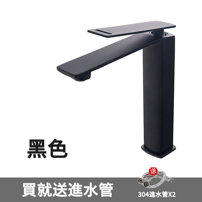 Contemporary High-Ranking Brass Body 304 Stainless Steel  Mixer Water  Bathroom Bssin Faucet 現代简约款不鏽鋼浴室面盤冷热龍頭 全銅精鑄工藝陶瓷閥芯5119