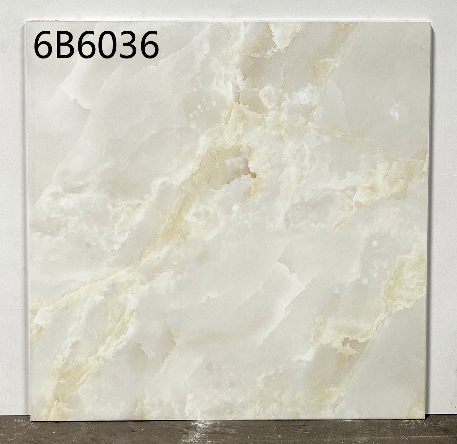 中國佛山磁磚 China Foshan Marble Tiles Glossy 大理石磁磚 連紋磁磚 地磚 牆磚 釉面磚 亮光面 卑斯白玉6B6036 60×60cm