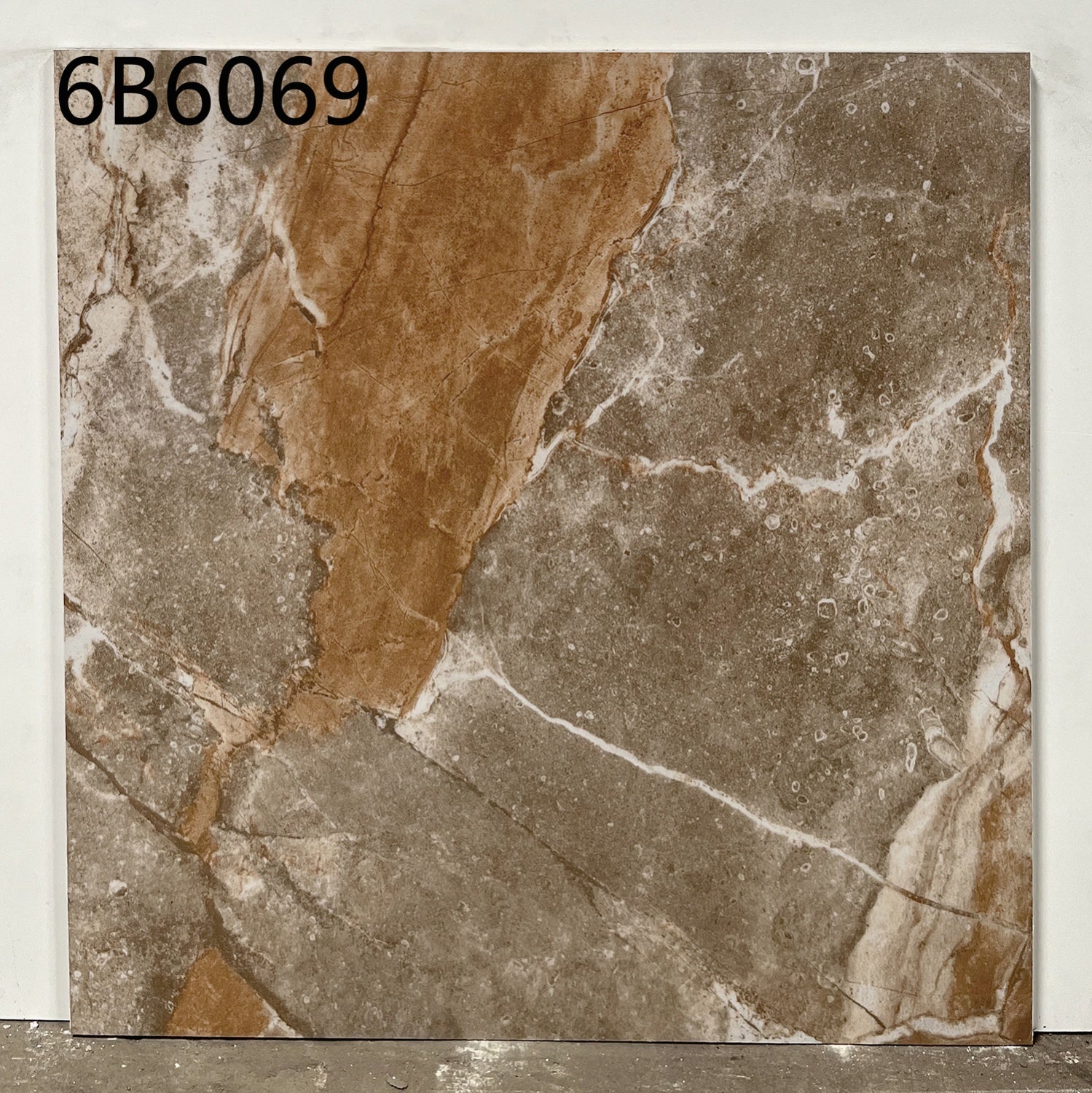 中國佛山磁磚 China Foshan Marble Tiles Glossy 大理石磁磚 連紋磁磚 地磚 牆磚 釉面磚 亮光面 金砂石6B6069 60×60cm