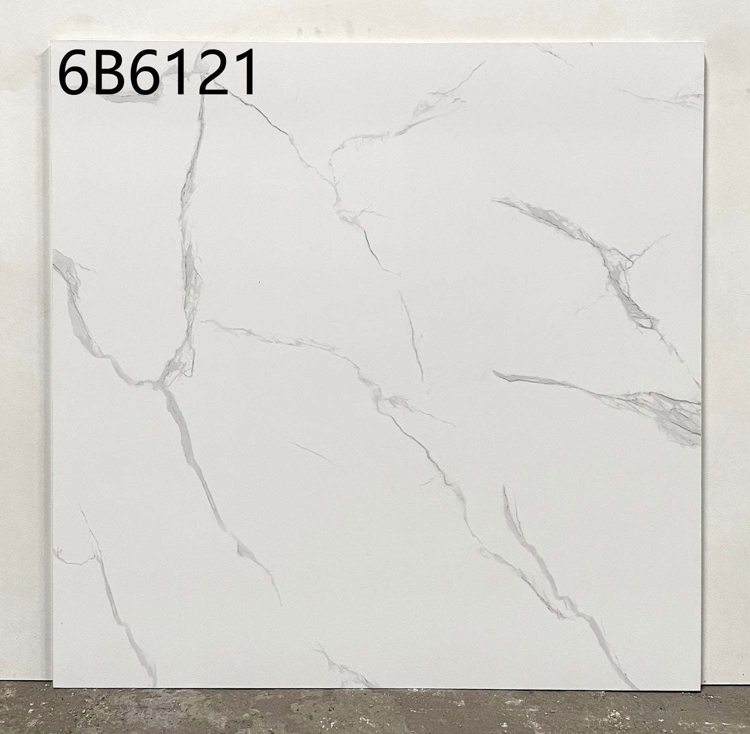 中國佛山磁磚 China Foshan Marble Tiles Glossy 大理石磁磚 連紋磁磚 地磚 牆磚 釉面磚 亮光面 冰川白 6B6121 60×60cm