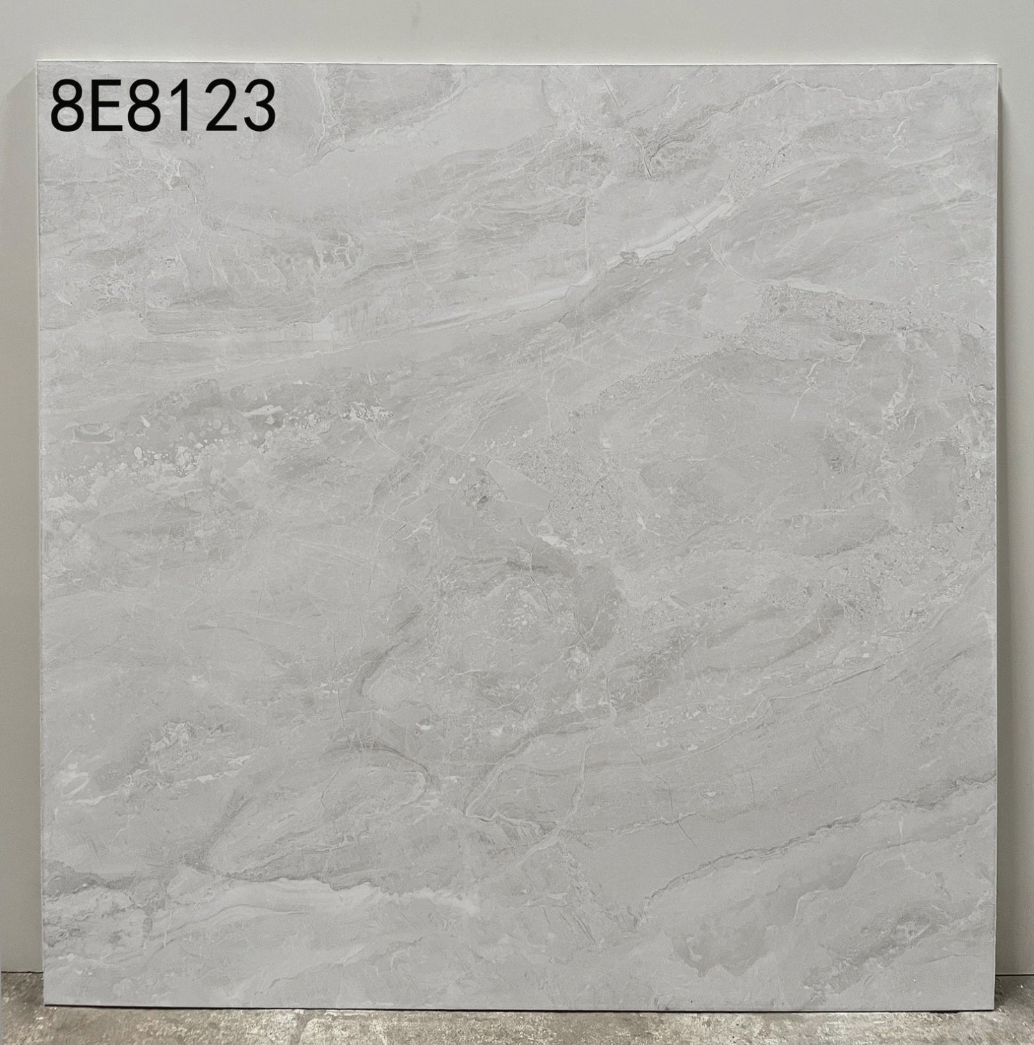 中國佛山磁磚 China Foshan Marble Tiles Glossy 大理石磁磚 連紋磁磚 地磚 牆磚 釉面磚 亮光面 8E8123托帕斯灰 80×80cm