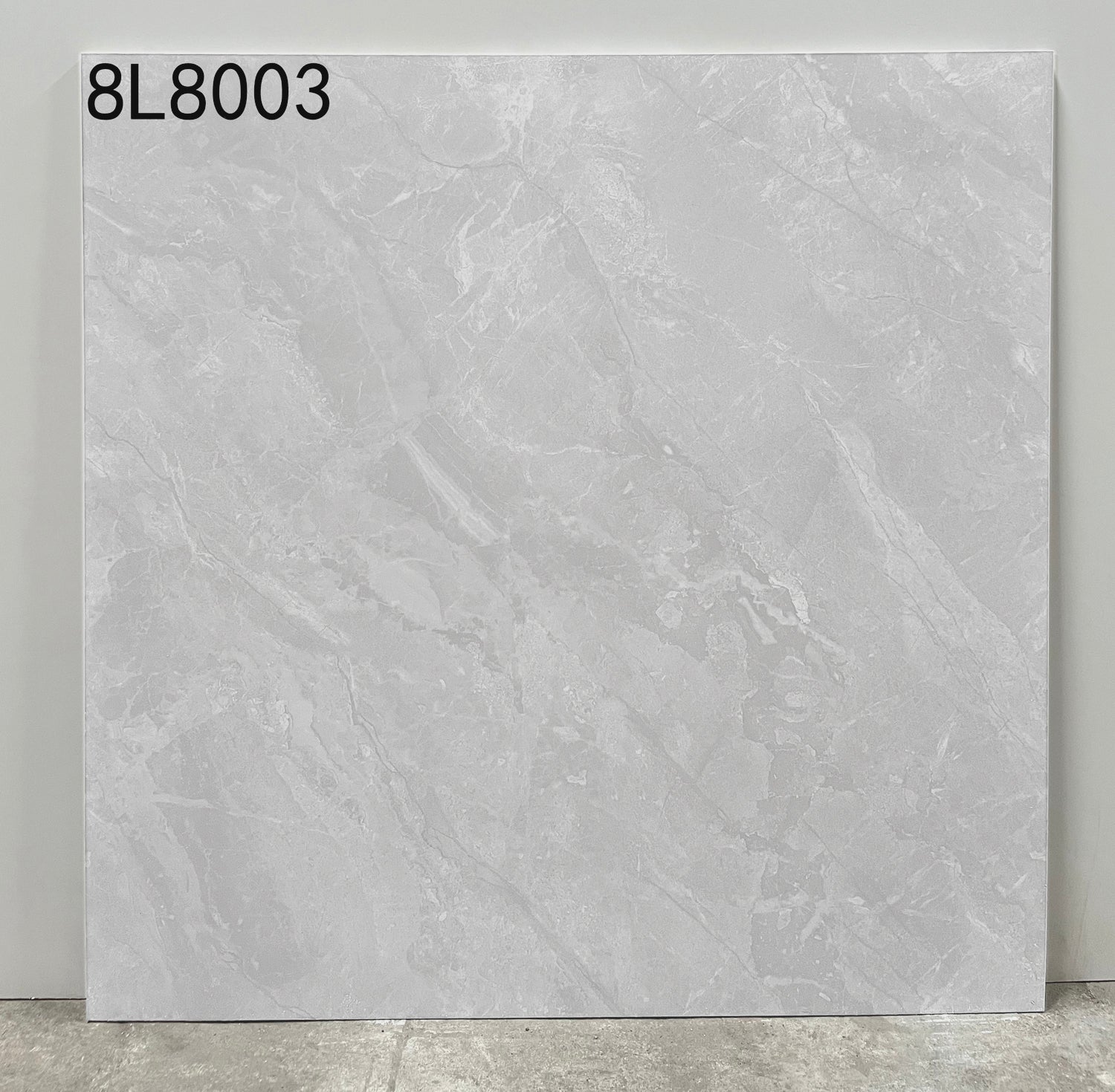 中國佛山瓷磚 China Foshan Marble Tiles Glossy 大理石瓷磚 連紋瓷磚 地磚 牆磚 釉面磚 8L8003安第斯淺灰 80×80cm