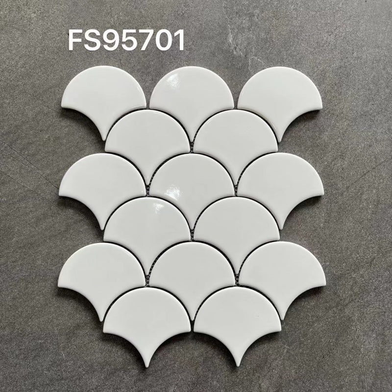 Scallop Mosaic Tiles 馬賽克瓷磚 FS95系列 30×33.3cm 扇形系列 純色系列 多色可選 Porcelain