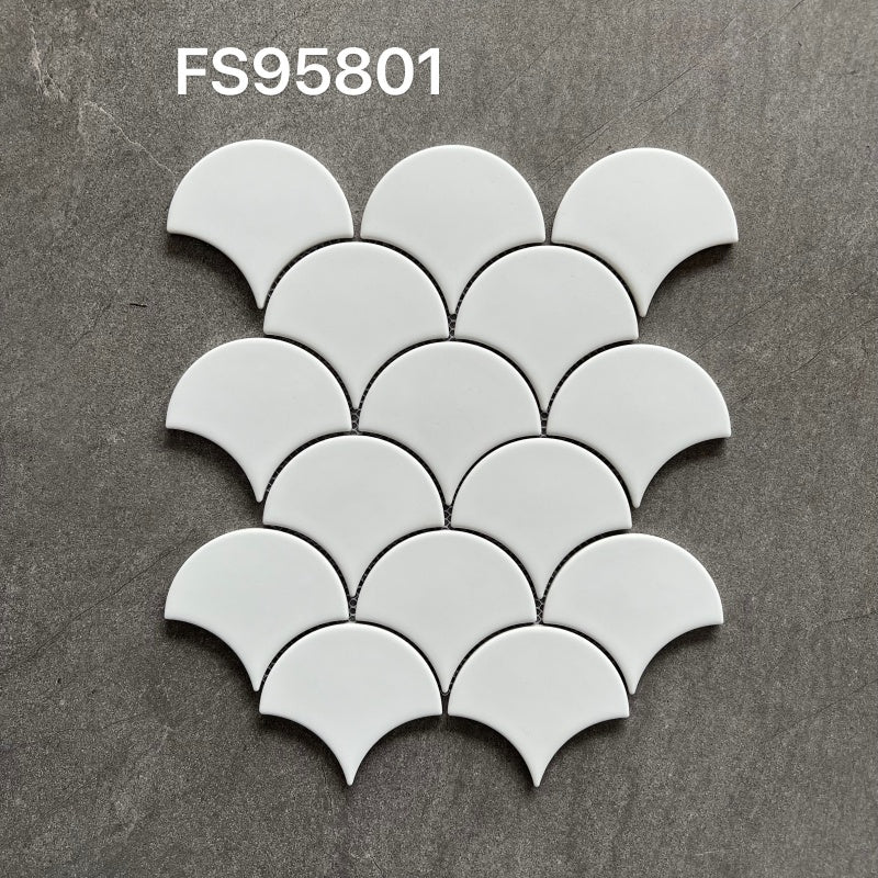 Scallop Mosaic Tiles 馬賽克瓷磚 FS95系列 30×33.3cm 扇形系列 純色系列 多色可選 Porcelain