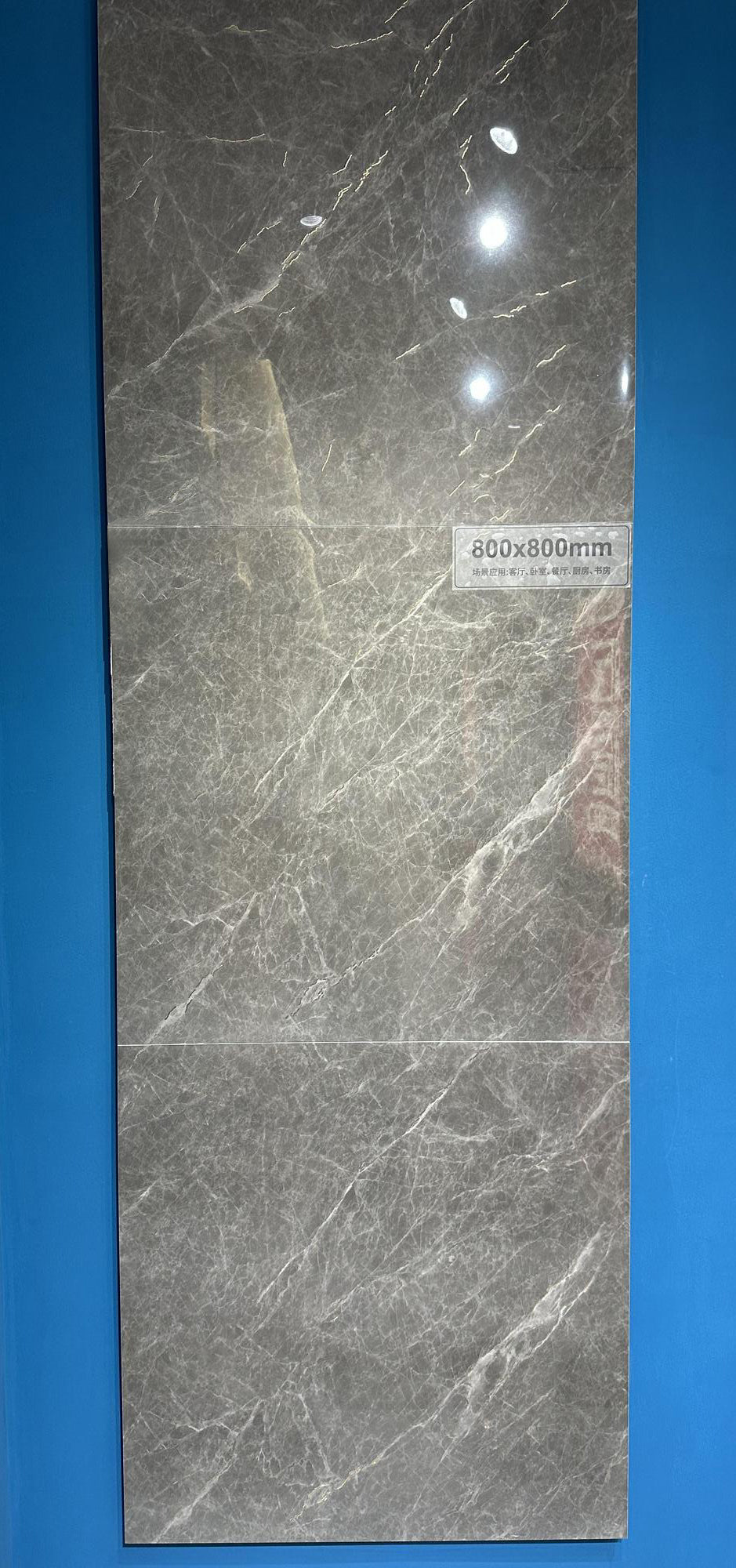 中國佛山瓷磚 China Foshan Marble Tiles Glossy 大理石瓷磚 連紋瓷磚 地磚 墻磚 釉面磚 亮光面 森灰999K018 80×80cm