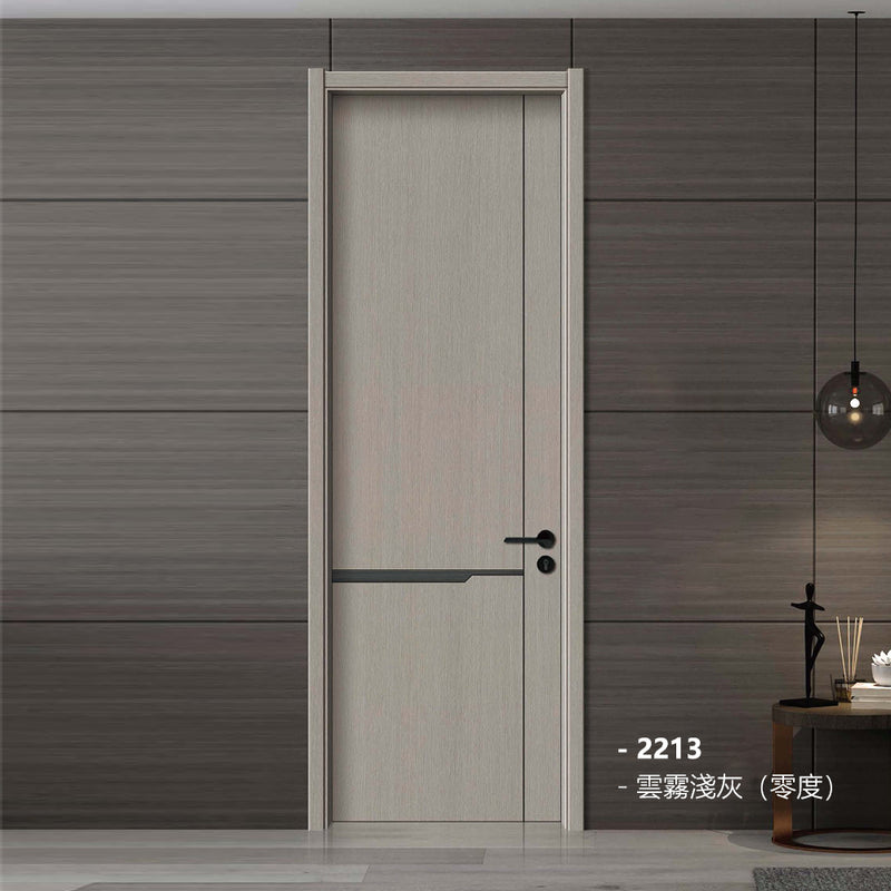 Carbon Crystal Wooden Doors  （包木框和門鎖）雲霧淺灰（零度）LS-2213 碳晶門 實木復合門 生態門 現代簡約風格 新西蘭松木門框 60mm