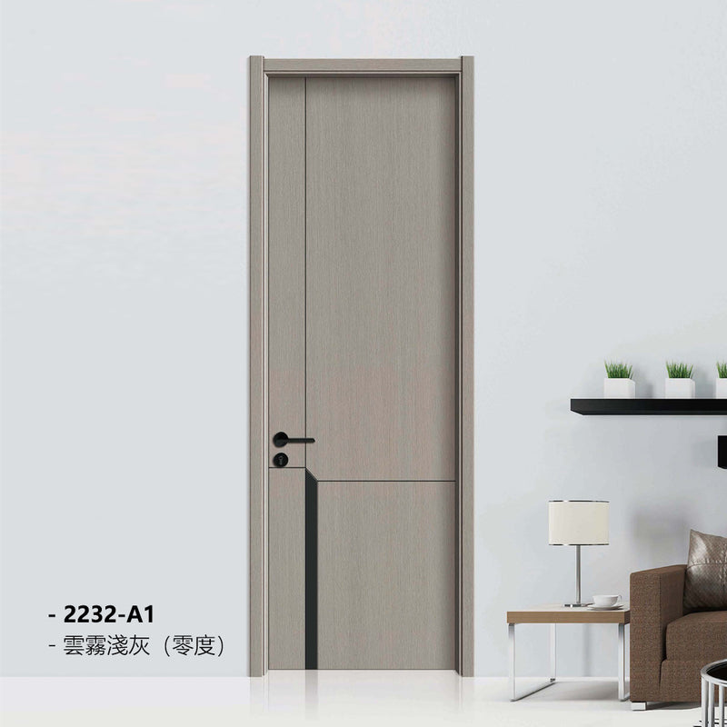 Carbon Crystal Wooden Doors  （包木框和門鎖）雲霧淺灰（零度）LS-2232-A1 碳晶門 實木復合門 生態門 現代簡約風格 新西蘭松木門框 60mm