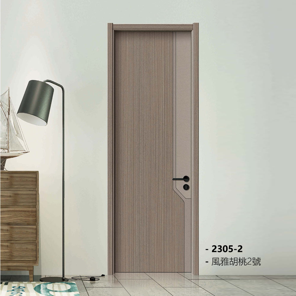 Carbon Crystal Wooden Doors  （包木框和門鎖）清雅胡桃1號+布紋 LS-2305-1 風雅胡桃2號 2305-2 碳晶門 實木復合門 生態門 現代簡約風格 新西蘭松木門框 60mm