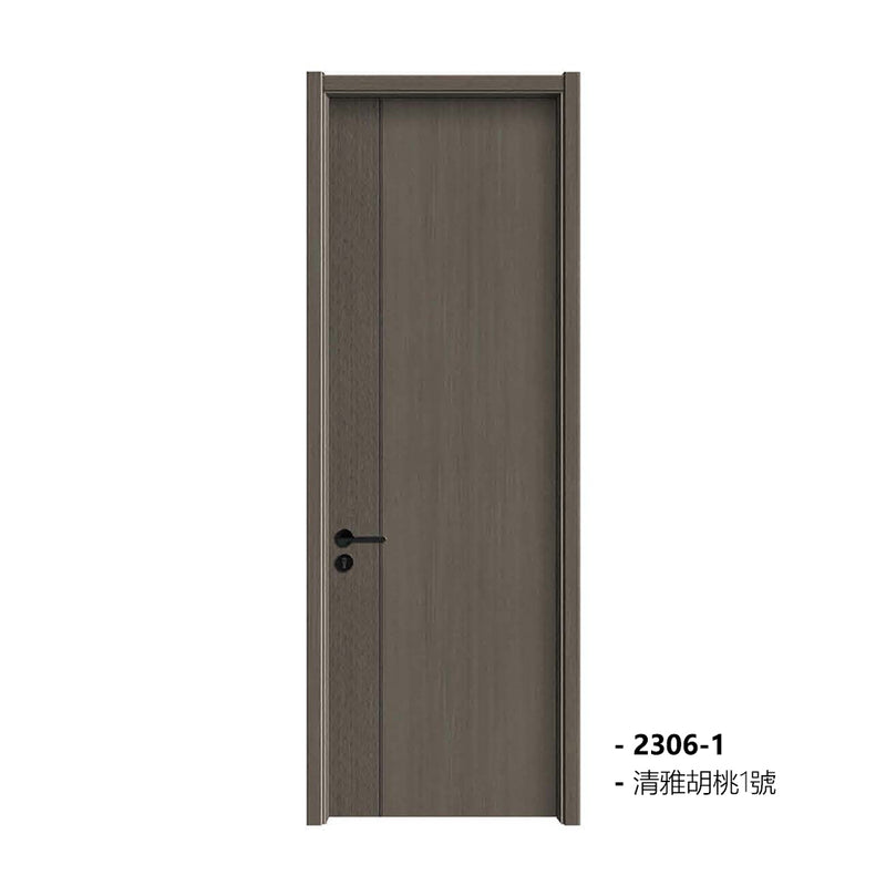 Carbon Crystal Wooden Doors （包木框和門鎖）清雅胡桃1號 LS-2306-1 風雅胡桃2號 2306-2 碳晶門  實木復合門 生態門 現代簡約風格 新西蘭松木門框 60mm