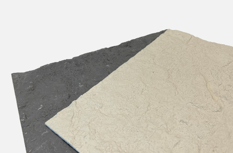 Flexible Stone 軟瓷 Veneer Sheet Interior and Exterior 柔性石材 真石質感 防水防潮 室內戶外可用 斧鑿石90x60cm米白色052深灰色043