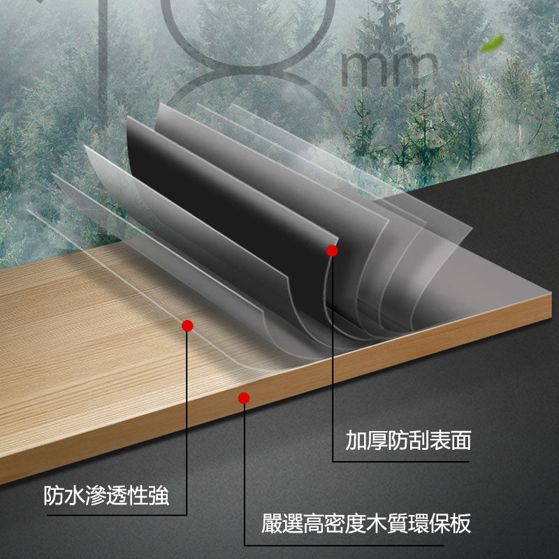 白色浴室櫃 全封鏡櫃 陶瓷洗手盆 黑色抽拉水龍頭 實木夾板櫃體