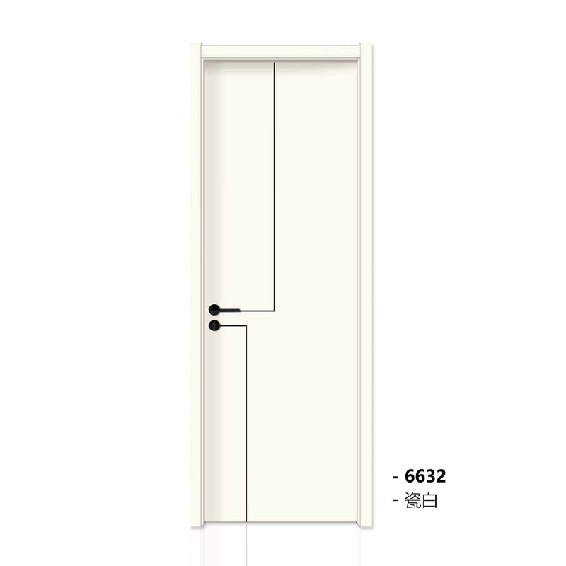 Carbon Crystal Wooden Doors  （包木框和門鎖）瓷白 LS-6632 碳晶門 實木復合門 生態門 現代簡約風格 新西蘭松木門框 50mm