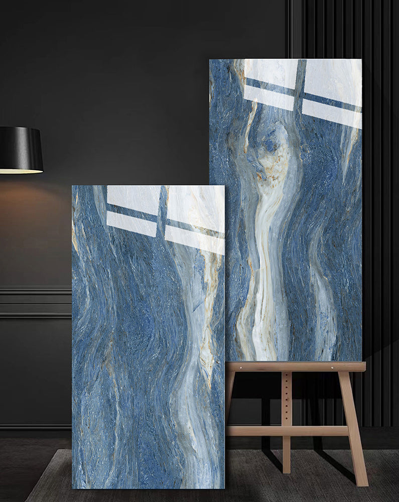 意大利設計瓷磚 Italian Design Tiles 奢石系列 75YS022藍色多瑙河 Luxury Marble tiles 亮光磚 Gloss Tiles 地磚 墻磚 Porcelain Tiles