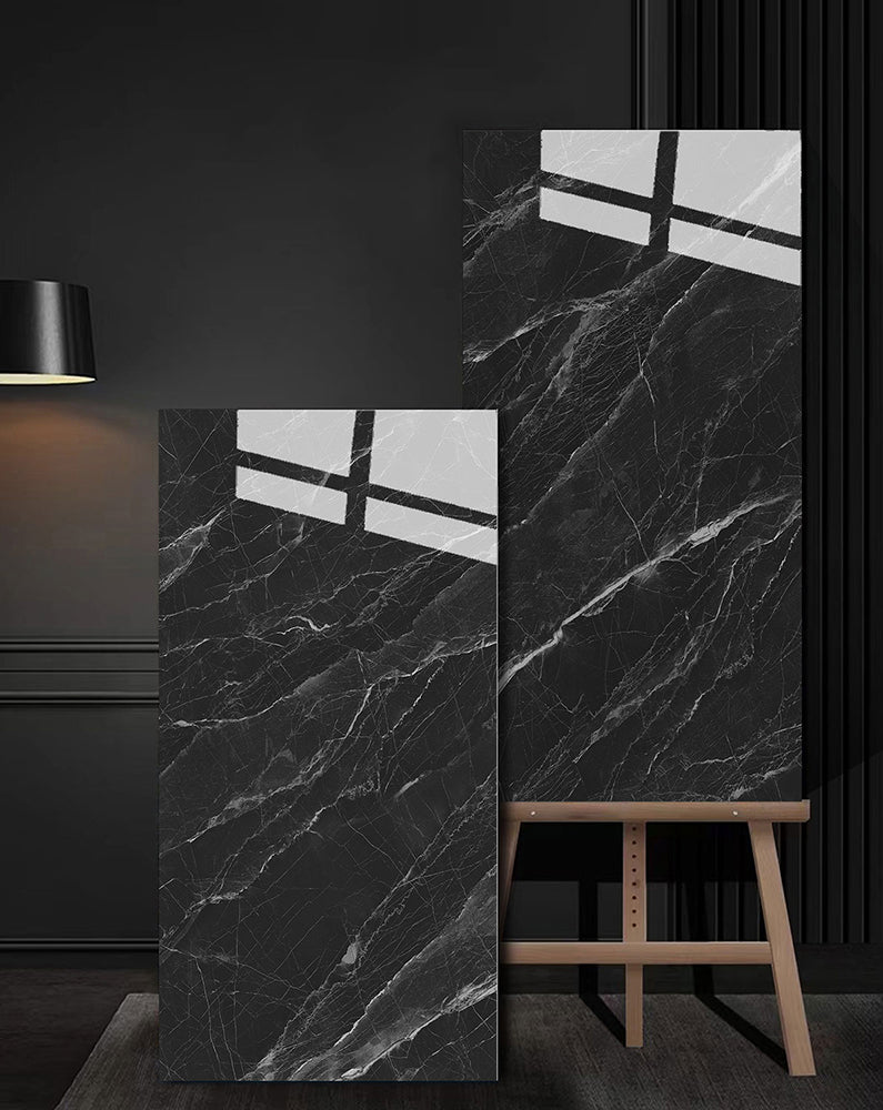 意大利設計瓷磚 Italian Design Tiles 奢石系列 75YS314銀河黑 Luxury Marble tiles 亮光磚 Gloss Tiles 地磚 墻磚 Porcelain Tiles