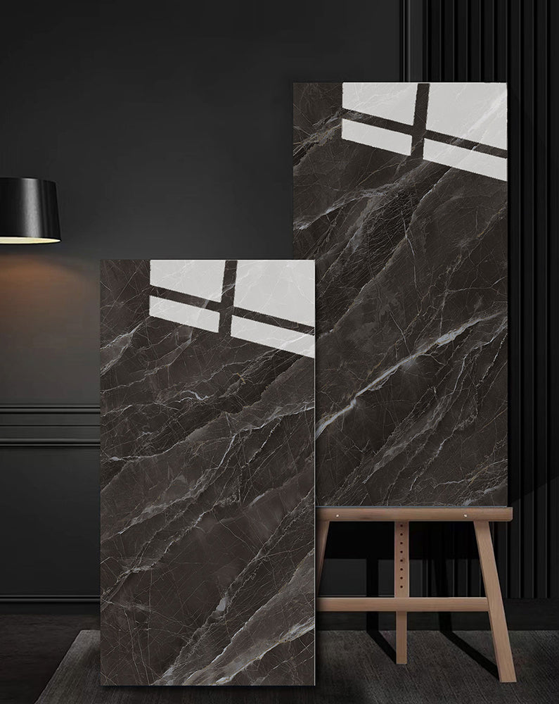 意大利設計瓷磚 Italian Design Tiles 奢石系列 75YS315卡地亞深咖 Luxury Marble tiles 亮光磚 Gloss Tiles 地磚 墻磚 Porcelain Tiles