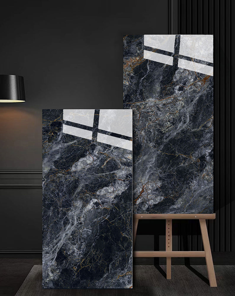 意大利設計瓷磚 Italian Design Tiles 奢石系列 75YS319卡薩黑金 Luxury Marble tiles 亮光磚 Gloss Tiles 地磚 墻磚 Porcelain Tiles