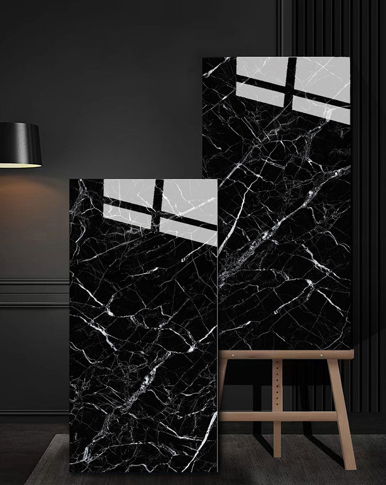 意大利設計瓷磚 Italian Design Tiles 奢石系列 75YS368拿破倫黑 Luxury Marble tiles 亮光磚 Gloss Tiles 地磚 墻磚 Porcelain Tiles