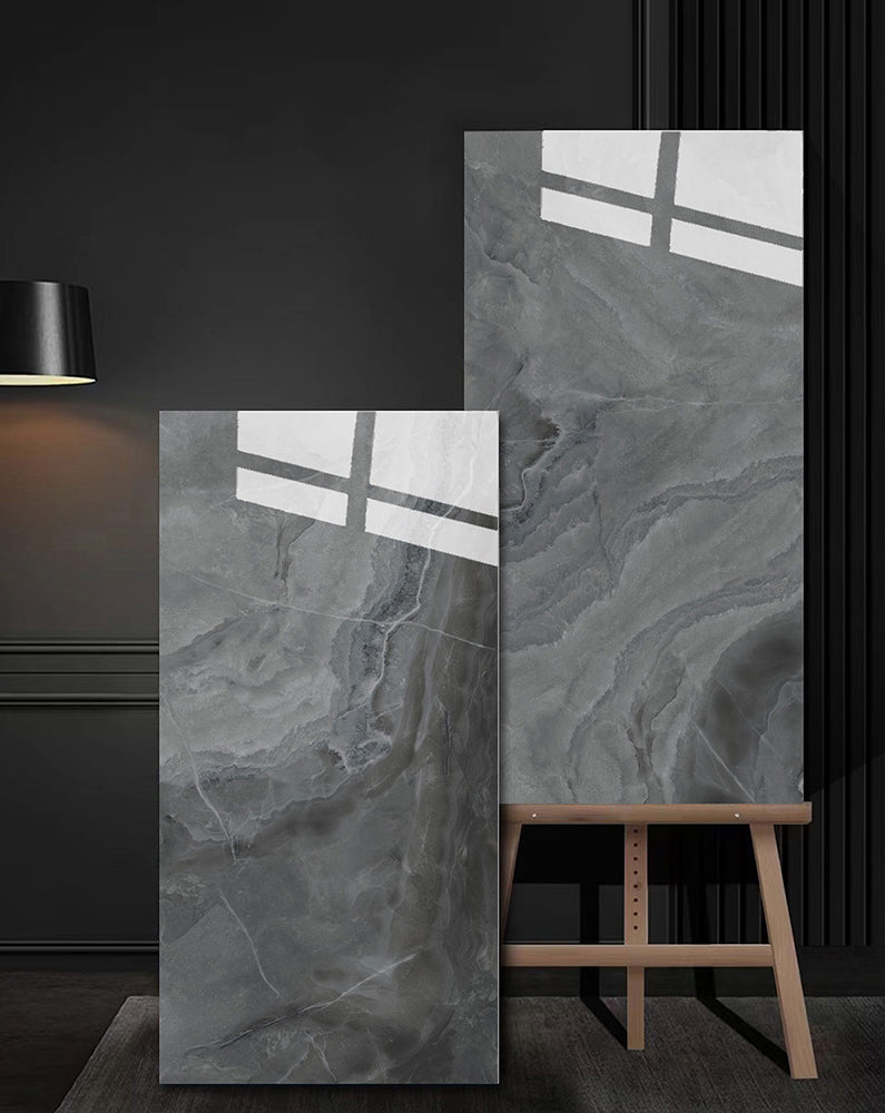 意大利設計瓷磚 Italian Design Tiles 奢石系列 75YS370奢凡灰龍玉 Luxury Marble tiles 亮光磚 Gloss Tiles 地磚 墻磚 Porcelain Tiles