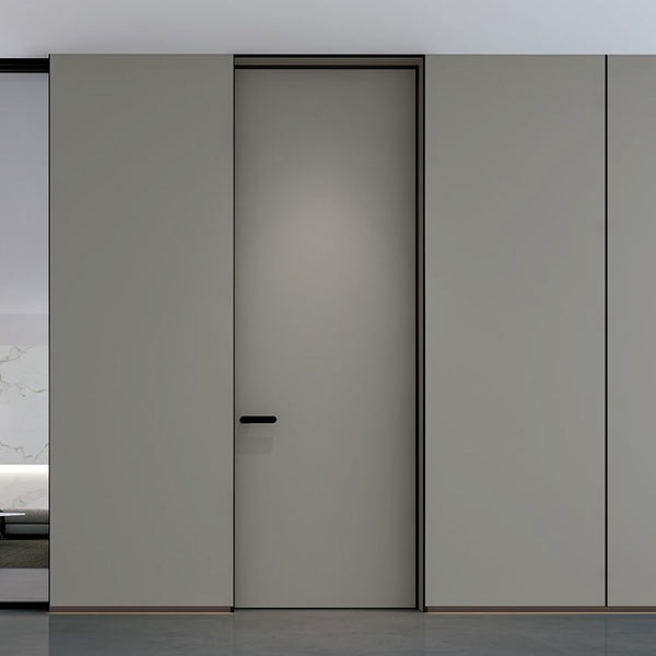 Invisible Door Hidden Doors for Panel Minimalist Aluminium Door EP-2262 高光星空灰 PET親膚面板 隱藏門 包框（黑/白） 包鎖 隱形門 鋁木結構門 意式極簡門