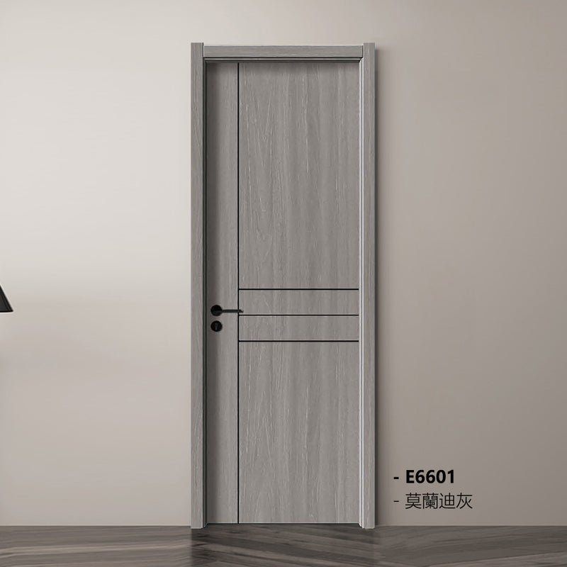 Carbon Crystal Wooden Doors  （包木框和門鎖）莫蘭迪灰LS-E6601 碳晶門 實木復合門 生態門 現代簡約風格 新西蘭松木門框 70mm