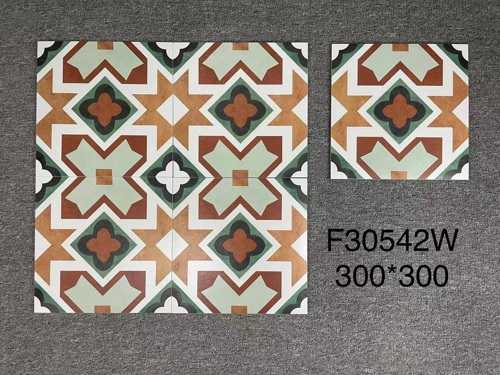 中國佛山瓷磚 China Foshan Tiles Encaustic Tiles 啞光地磚 牆磚F30541W F30542W F30543W F30544W花磚 裝飾磚 混裝發貨 隨機圖案 30×30cm