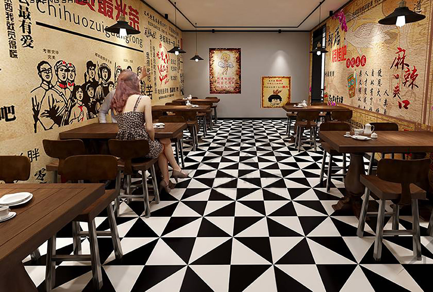中國佛山瓷磚 China Foshan Tiles Encaustic Tiles 啞光地磚 牆磚 F6045 花磚 裝飾磚  60×60cm