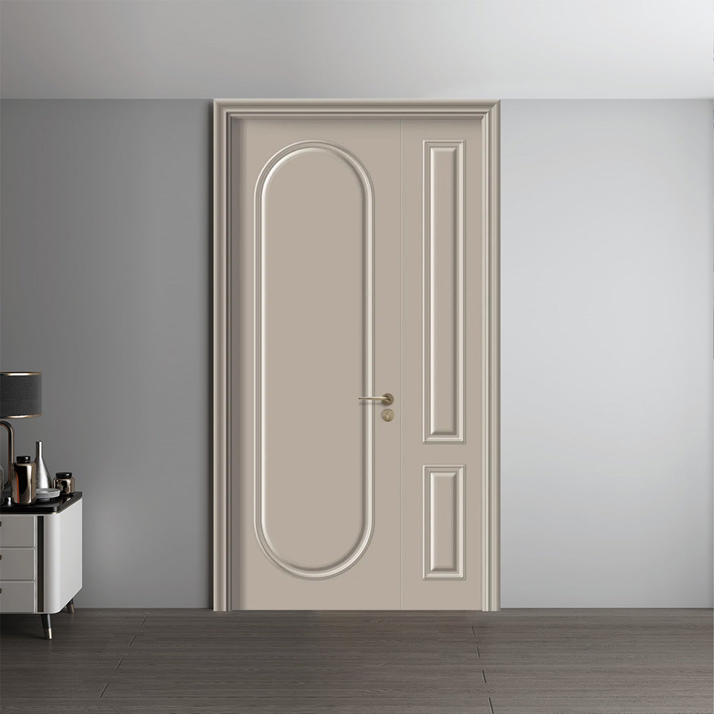 Solid Wood Doors with Painting Interior Doors Morden Style 實木焗漆門 房間門 FS-3511 圓弧造型 包門鎖 一體鎖 包門框 多色可選 現代風格 莫蘭迪色系