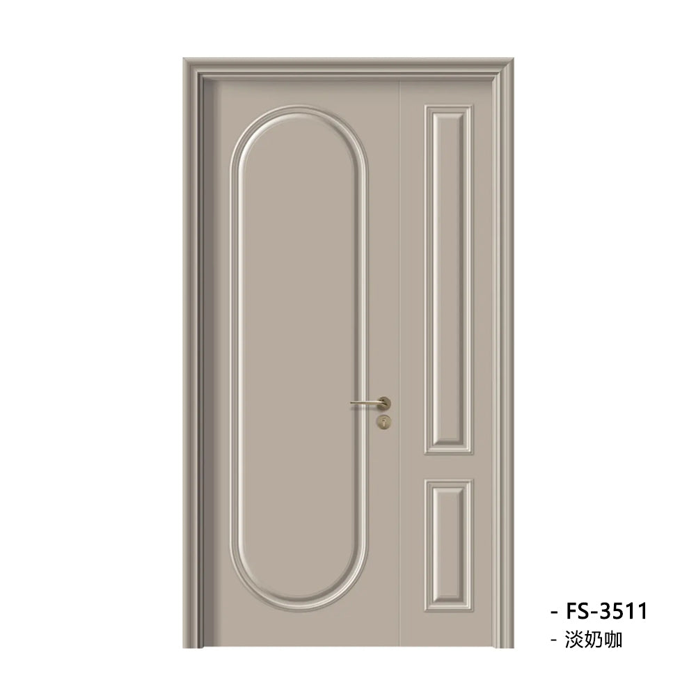 Solid Wood Doors with Painting Interior Doors Morden Style 實木焗漆門 房間門 FS-3511 圓弧造型 包門鎖 一體鎖 包門框 多色可選 現代風格 莫蘭迪色系