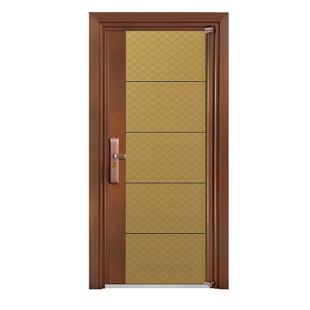 Entrance Doors 大門 入戶門 JY-2037P 簡約鋼銅門 Front Doors Exterior doors 不鏽鋼大門 表面鍍銅工藝 別墅大門 包框包鎖 多色可選