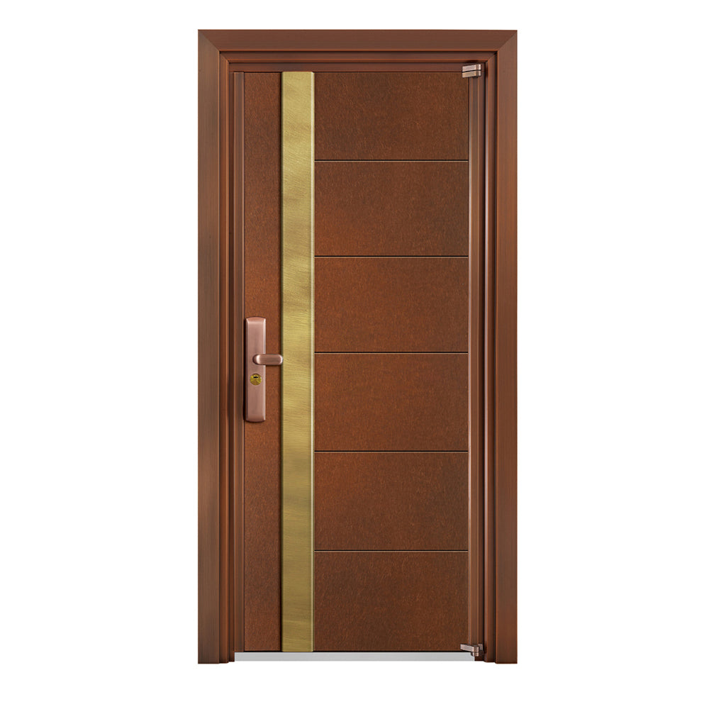 Entrance Doors 大門 入戶門 JY-2042P 簡約鋼銅門 Front Doors Exterior doors 不鏽鋼大門 表面鍍銅工藝 別墅大門 包框包鎖 多色可選