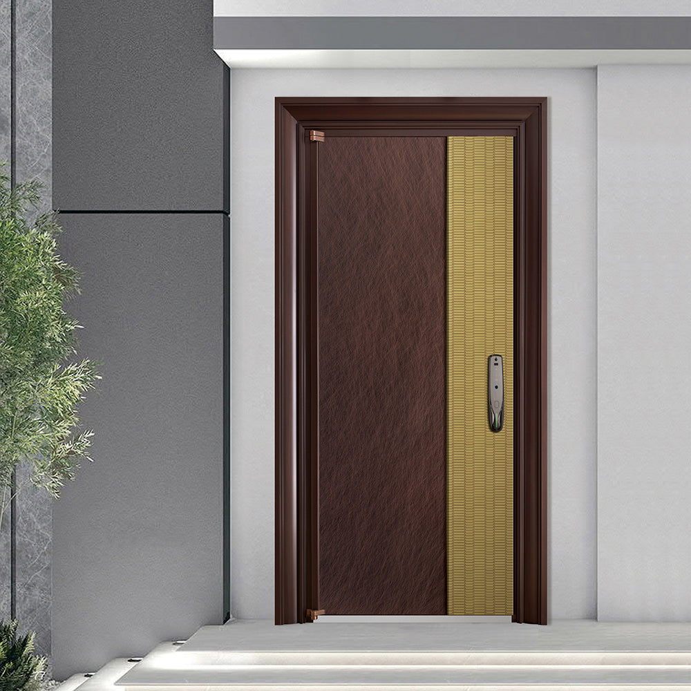 Entrance Doors 大門 入戶門 JY-2045P 簡約鋼銅門 Front Doors Exterior doors 不鏽鋼大門 表面鍍銅工藝 別墅大門 包框包鎖 多色可選