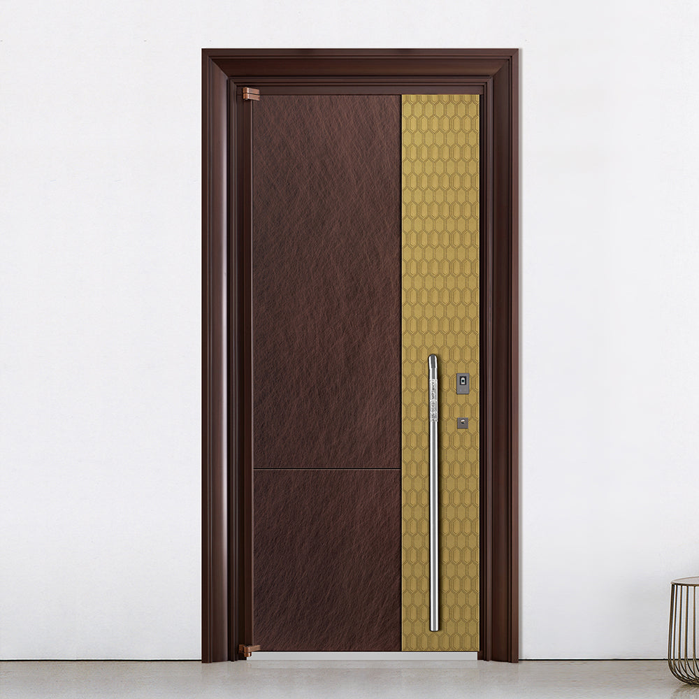 Entrance Doors 大門 入戶門 JY-2050P 簡約鋼銅門 Front Doors Exterior doors 不鏽鋼大門 表面鍍銅工藝 別墅大門 包框包鎖 多色可選