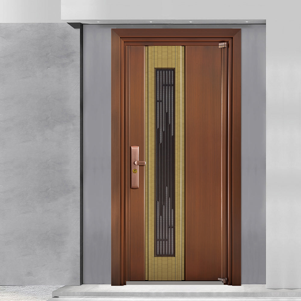 Entrance Doors 大門 入戶門 JY-2056P 簡約鋼銅門 Front Doors Exterior doors 不鏽鋼大門 表面鍍銅工藝 別墅大門 包框包鎖 多色可選