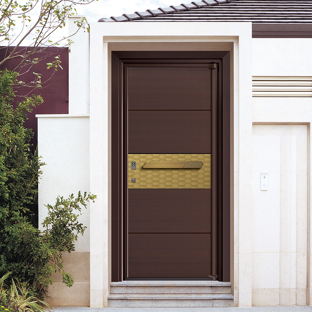 Entrance Doors 大門 入戶門 JY-2058P 簡約鋼銅門 Front Doors Exterior doors 不鏽鋼大門 表面鍍銅工藝 別墅大門 包框包鎖 多色可選