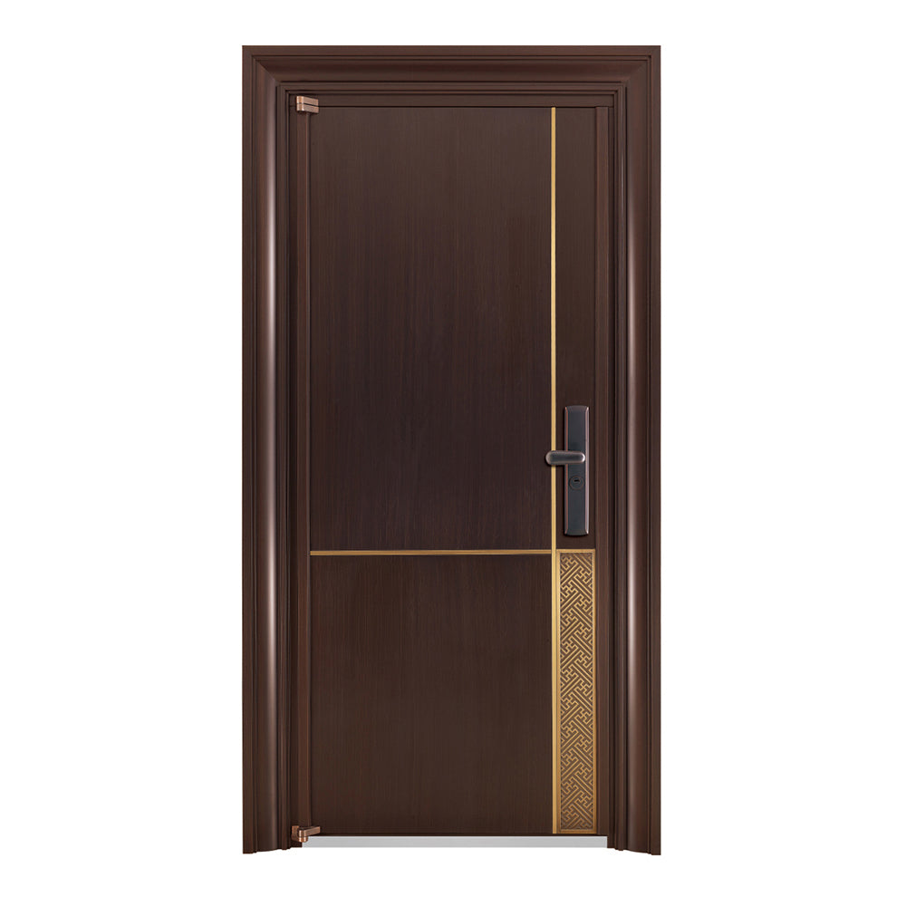 Entrance Doors 大門 入戶門 JY-2061P 簡約鋼銅門 Front Doors Exterior doors 不鏽鋼大門 表面鍍銅工藝 別墅大門 包框包鎖 多色可選