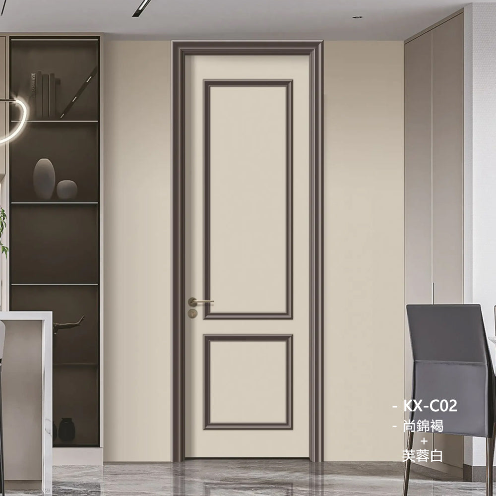 Solid Wood Doors with Painting Interior Doors Morden Style 實木焗漆門 房間門 KX-C02 包門鎖 一體鎖 包門框 多色可選 扣線工藝 現代風格 莫蘭迪色系