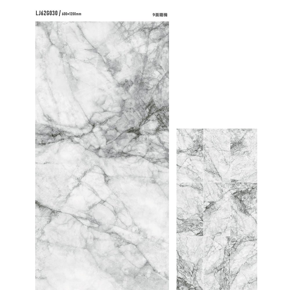 意大利設計瓷磚 Italian Design Tiles 奢石系列 LJ62G030 絲綢灰 60x120cm  Luxury Marble tiles 亮光磚 Gloss Tiles 地磚 墻磚 Porcelain Tiles