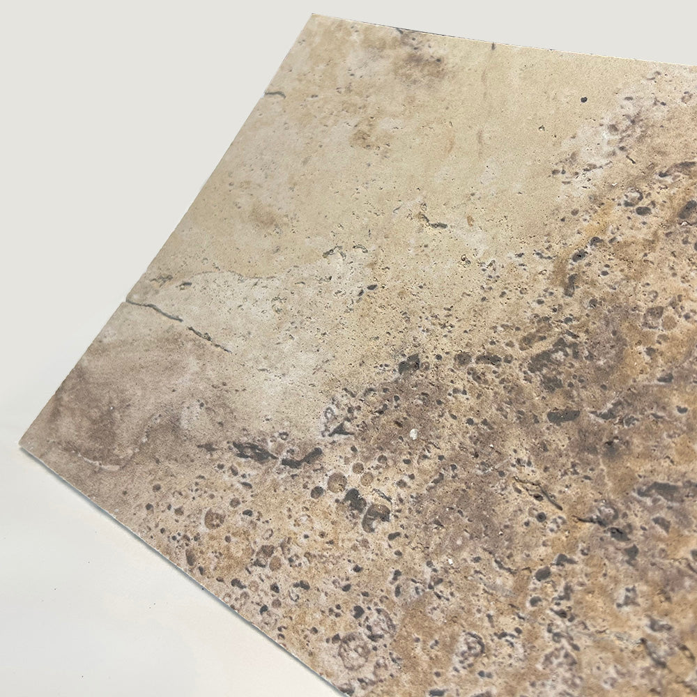 Flexible Stone 軟瓷 Veneer Sheet Interior and Exterior 柔性石材 真石質感 防水防潮 室內戶外可用 雲砂洞石120x60cm棕黃色 MF00106122