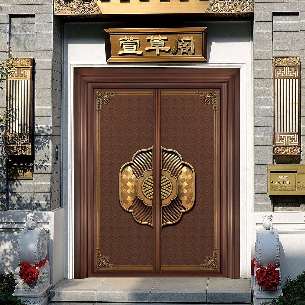 Entrance Doors 大門 入戶門 XB-P316 尊貴純銅門 Front Doors Exterior doors 不鏽鋼大門 表面鍍銅工藝 別墅大門 包框包鎖 多色可選