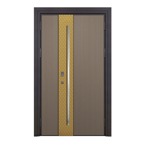 Entrance Doors 大門 入戶門 XD-607P 現代裝甲門 Front Doors Exterior doors 不鏽鋼大門 表面鍍銅工藝 別墅大門 包框包鎖 多色可選