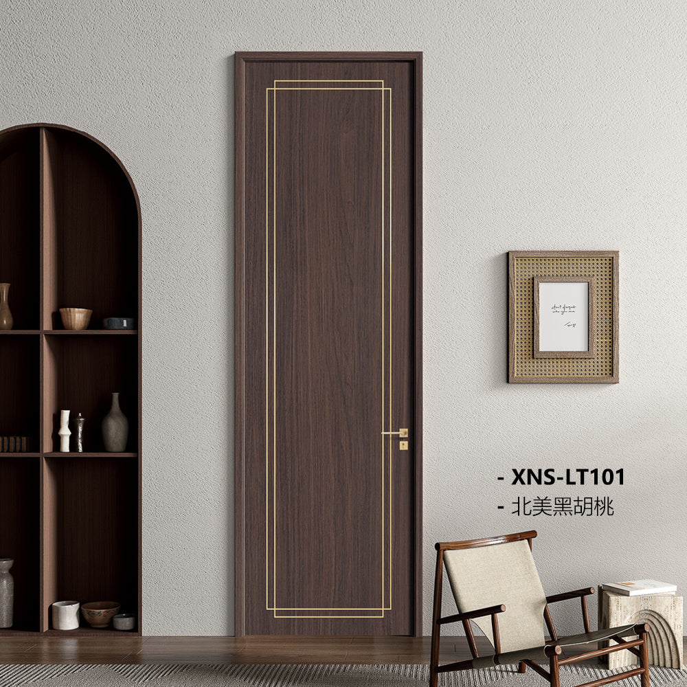 Carbon Crystal Wooden Doors  Z50 （包木框和門鎖）北美黑胡桃 亨利胡桃木  XNS-LT101 碳晶門 實木復合門 生態門 現代簡約風格