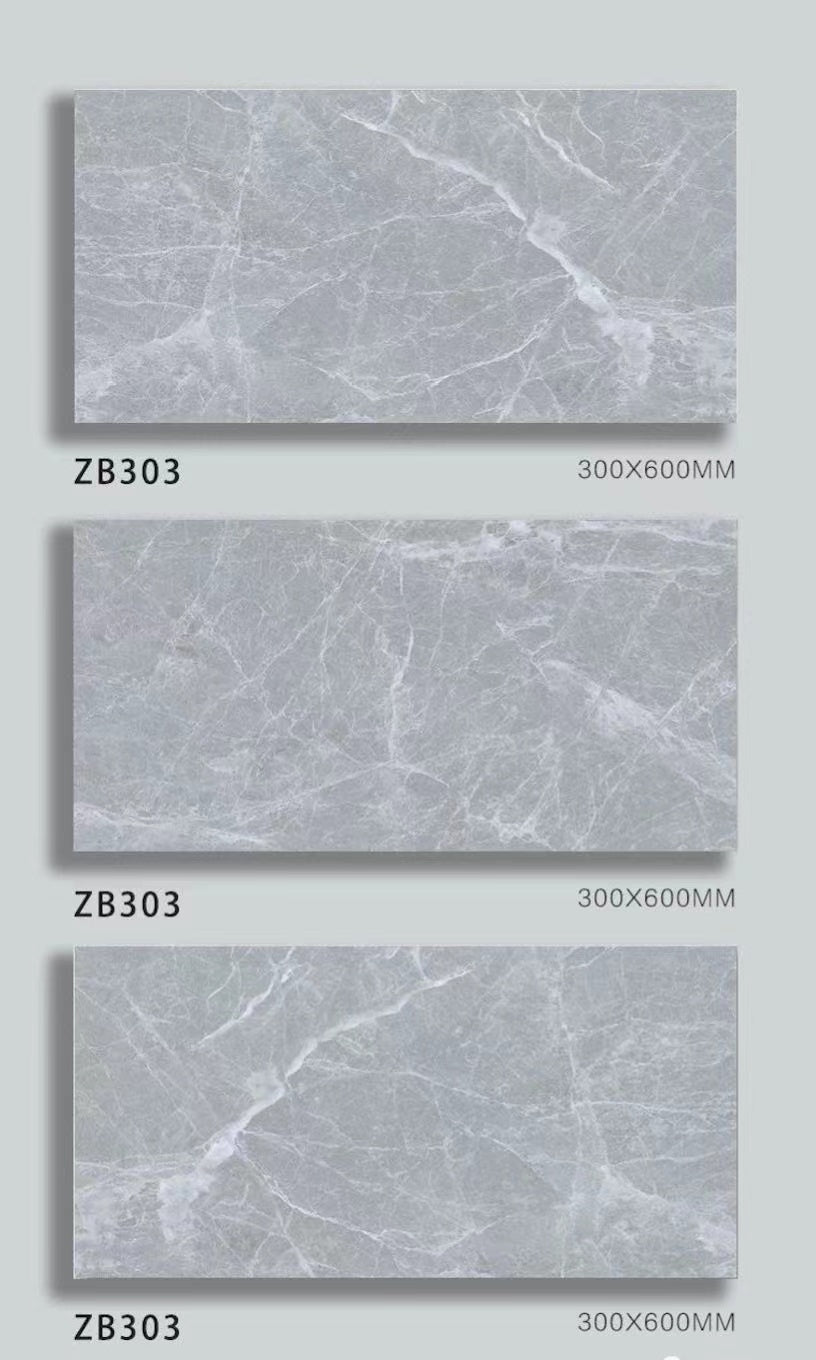 中國佛山瓷磚 China Foshan Marble Tiles Glossy 大理石瓷磚 連紋瓷磚 地磚 墻磚 釉面磚 亮光面 ZB303  30×60cm