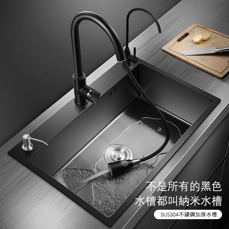 Bowl Round sink 304 Stainless Steel Undermount PVD nanotechnology kitchen Sink  （包龍頭）方形水槽 304不鏽鋼水槽 納米塗層 黑色 防污潔淨 單槽 鋅盤 櫥櫃專用 廚房五金