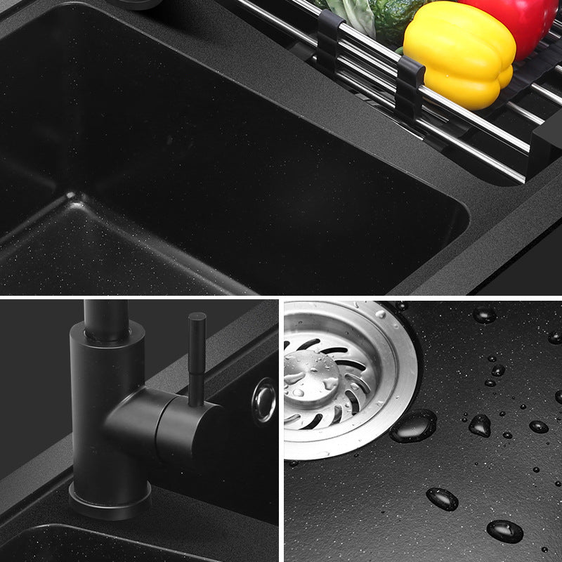 Bowl Round sink 304 Stainless Steel Undermount PVD nanotechnology kitchen Sink  （包龍頭）方形水槽 304不鏽鋼水槽 納米塗層 黑色 防污潔淨 大規格雙槽 跌級設計 鋅盤 櫥櫃專用 廚房五金