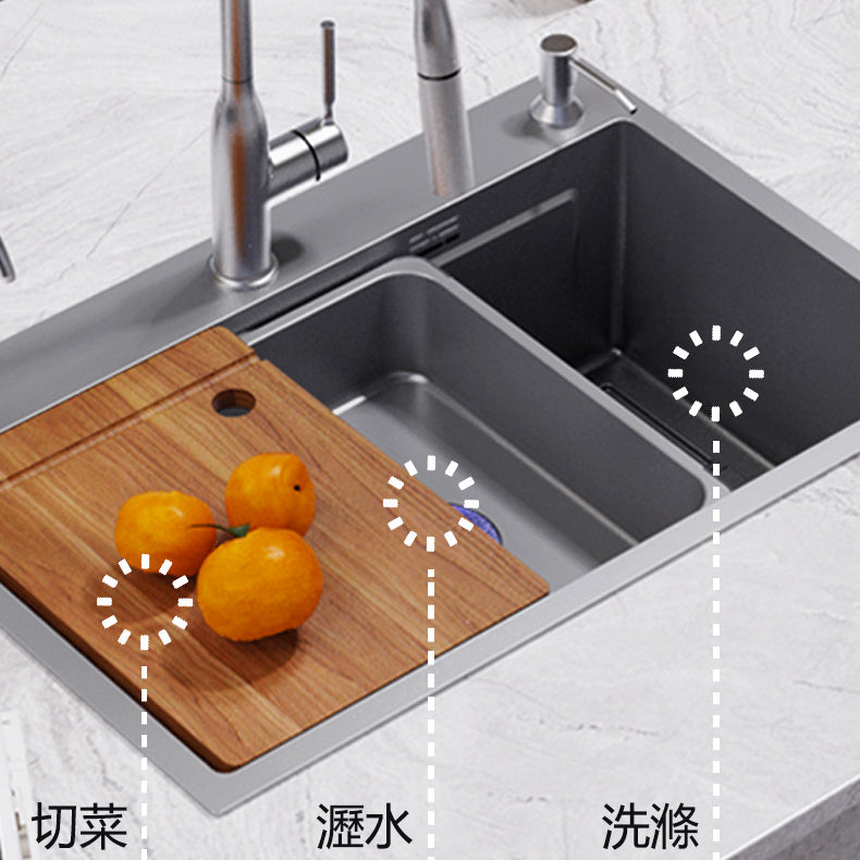 Bowl Round Sink 304 Stainless Steel Undermount PVD Nanotechnology Kitchen Sink  （包龍頭）方形水槽 304不鏽鋼水槽 納米塗層 灰色 防污潔淨 大單槽 鋅盤 櫥櫃專用 廚房五金OC-4