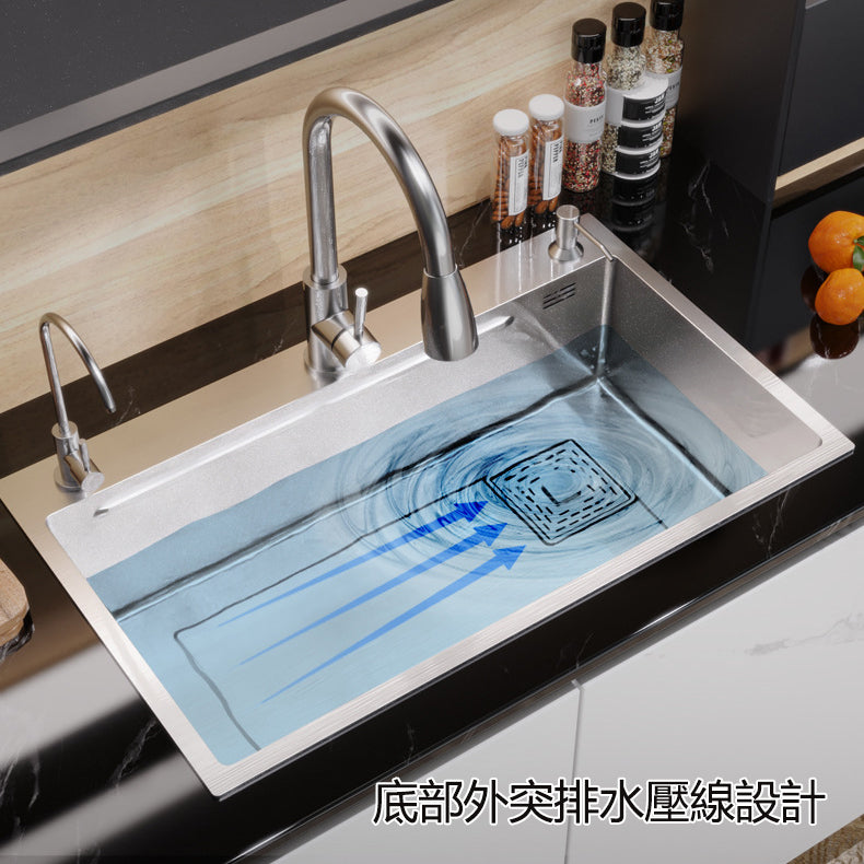 Bowl Round Sink 304 Stainless Steel Undermount PVD Nanotechnology Kitchen Sink  （包龍頭）方形水槽 304不鏽鋼水槽 納米塗層 壓紋防刮科技 銀色 防污潔淨 雙階大單槽 鋅盤 櫥櫃專用 廚房五金OC-6