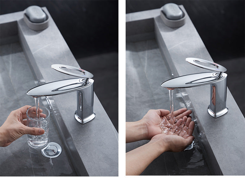 Contemporary High-Ranking Brass Body 304 Stainless Steel  Mixer Water  Bathroom Bssin Faucet 不鏽鋼浴室面盤冷热龍頭 全銅精鑄工藝陶瓷閥芯BB-5129